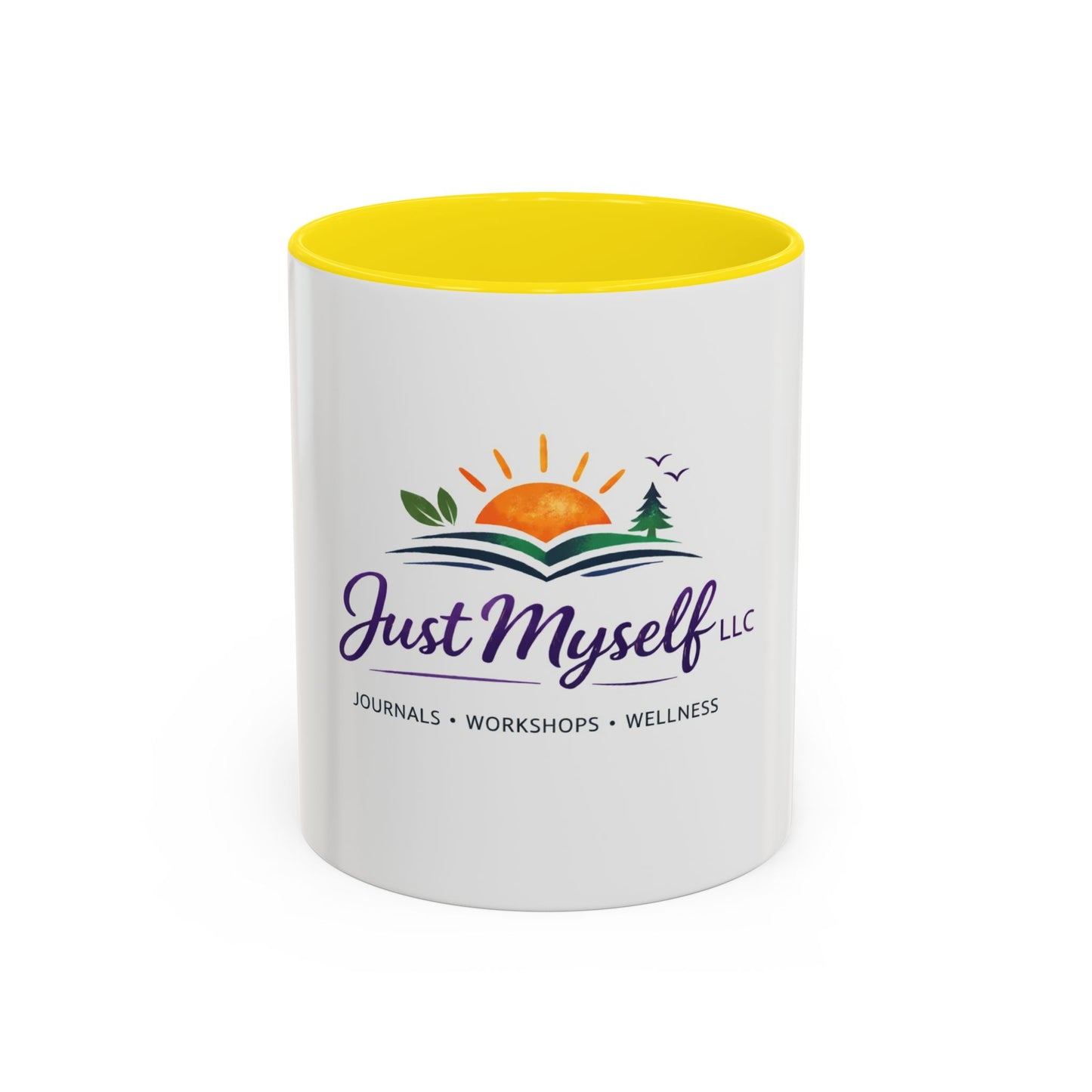 Just Myself Wellness Coffee & Tea Mug — Inspirational Accent Mug (11/15oz) - Available in 9 color variants.